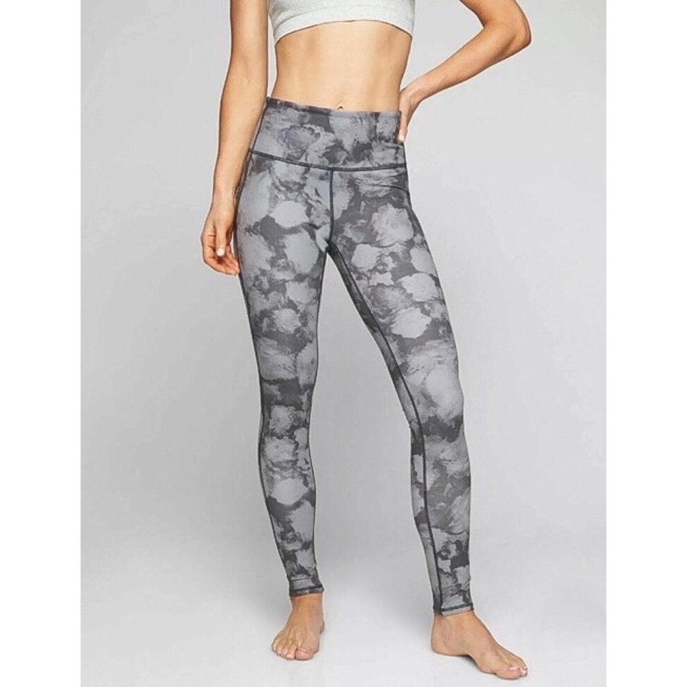 Athleta High Rise Floral Crush Chaturanga Tights Legging Silver Bells Sz XS